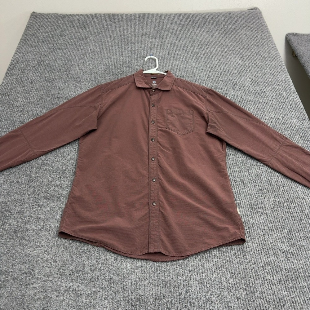 KUHL Shirt Mens L Brown Cotton Nylon Tapered Fit 5 Panel Sleeve Gorpcore